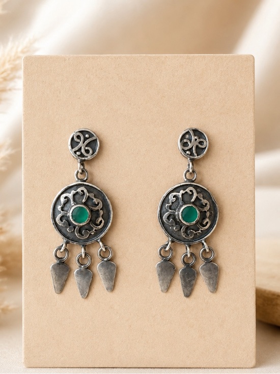 The Unbranded Brand Jewelry - Vintage Sterling Silver Drop Earrings with Turquoise